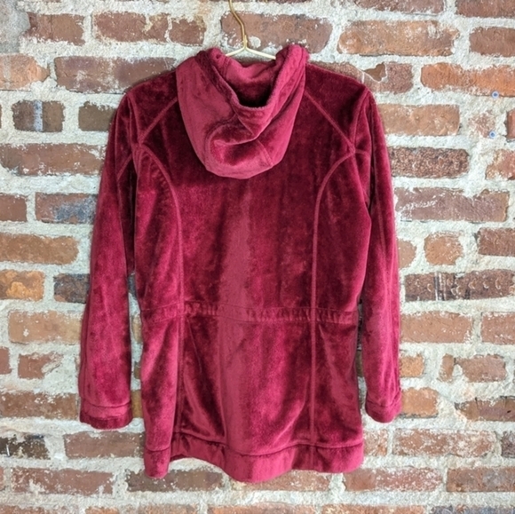 Lands' End Small Red Cozy Hooded Full Zip Sweater w/ Cinch Waist - Picture 7 of 10